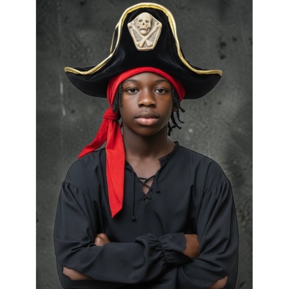 Elope Pirate Hat Mens Black Skull Crossbones Bandana Halloween Costume Cosplay